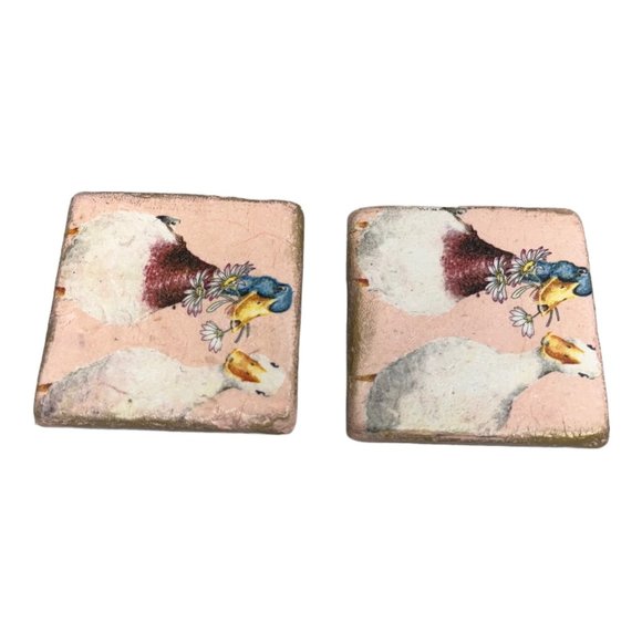 Ducks Stone Coasters Upcled with Decoupage and Hand Painte Ducks in Love - Picture 7 of 7